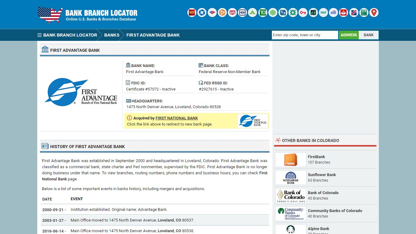 First Advantage Bank - Bank Branch Locator