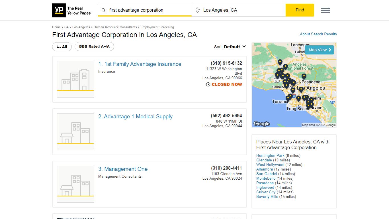 First Advantage Corporation in Los Angeles, CA - YP.com