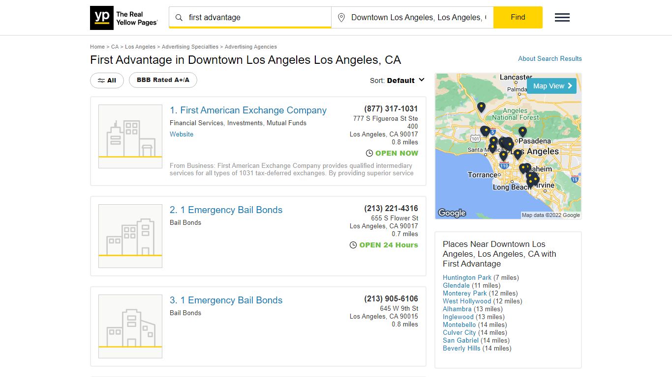 First Advantage in Downtown Los Angeles Los Angeles, CA - Yellow Pages